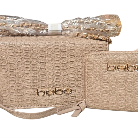 bebe Handbags - bebe Neutral Beige Quilted Logo Crossbody with Matching Wallet